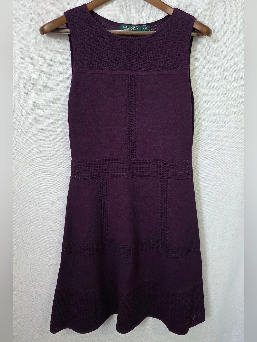 Lauren Ralph Lauren Purple Knit Midi Dress Size Medium Like New